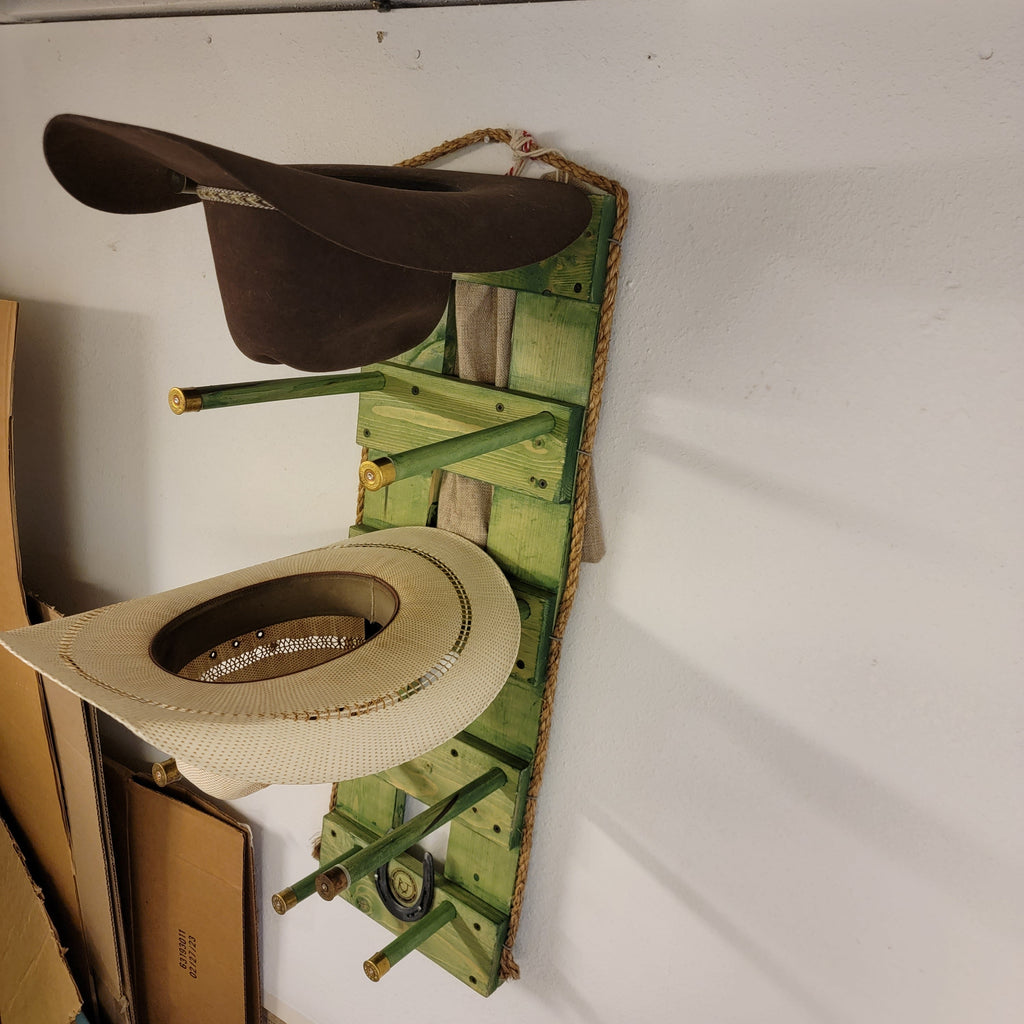4 Cowboy Hat Rack Vertical | Cowboy Hat Holder |  Rustic Western Hat Display | Handcrafted Wooden Organizer | Space-Saving Home Decor | Made in USA