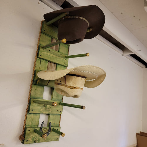 4 Cowboy Hat Rack Vertical | Cowboy Hat Holder |  Rustic Western Hat Display | Handcrafted Wooden Organizer | Space-Saving Home Decor | Made in USA