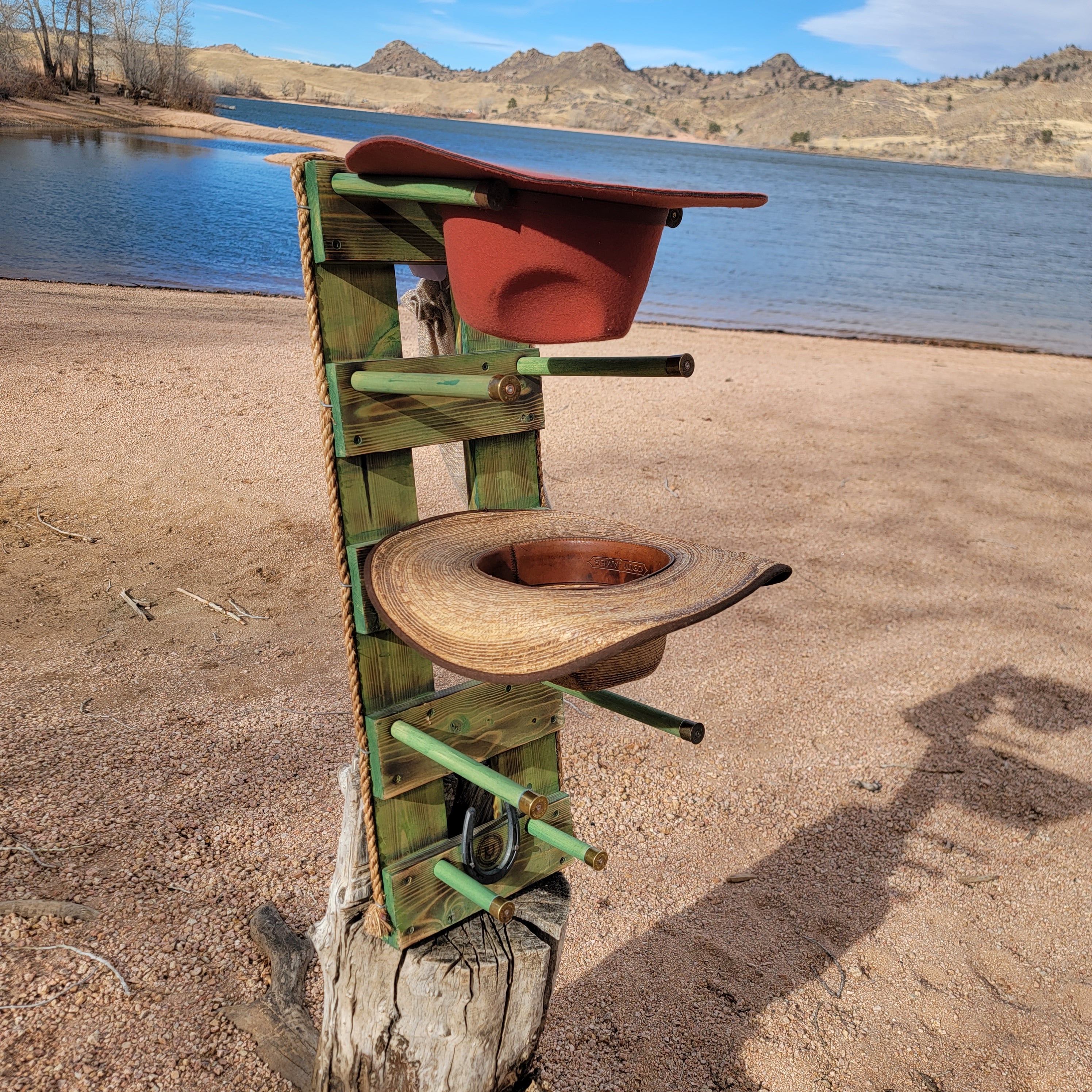 4 Cowboy Hat Rack Vertical | Cowboy Hat Holder |  Rustic Western Hat Display | Handcrafted Wooden Organizer | Space-Saving Home Decor | Made in USA