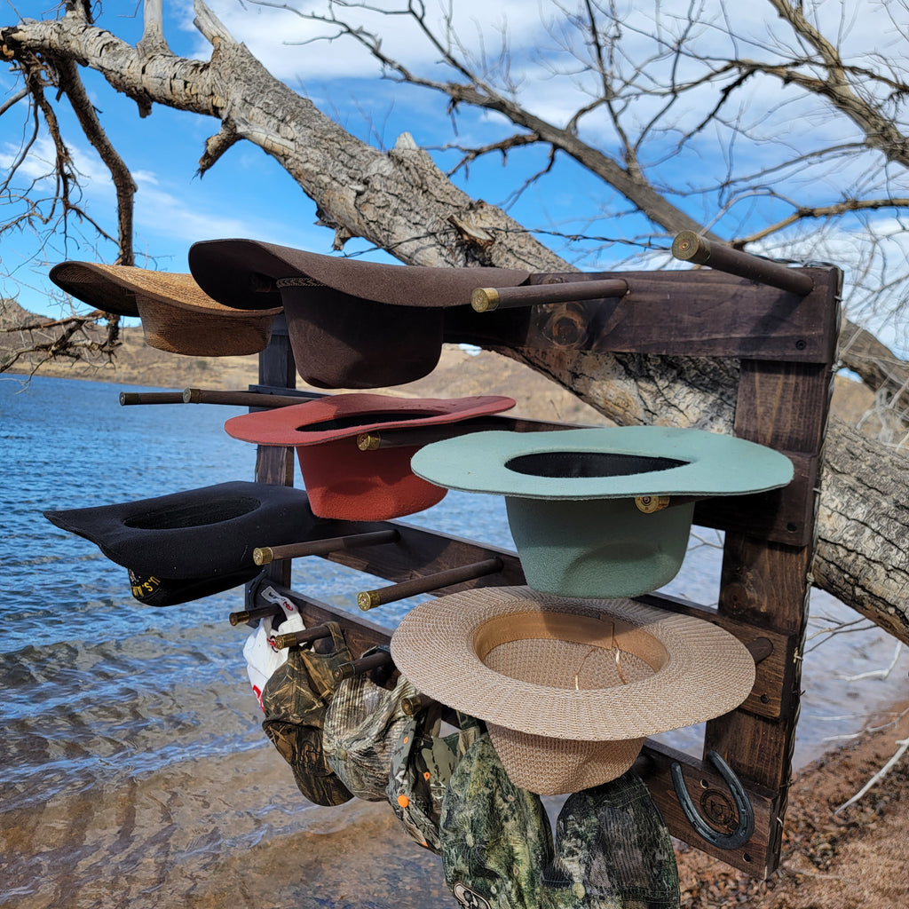 9 Cowboy Hat Rack | Cowboy Hat Holder | Rustic Western Hat Display | Handcrafted Wooden Organizer | Space-Saving Home Decor | Made in USA