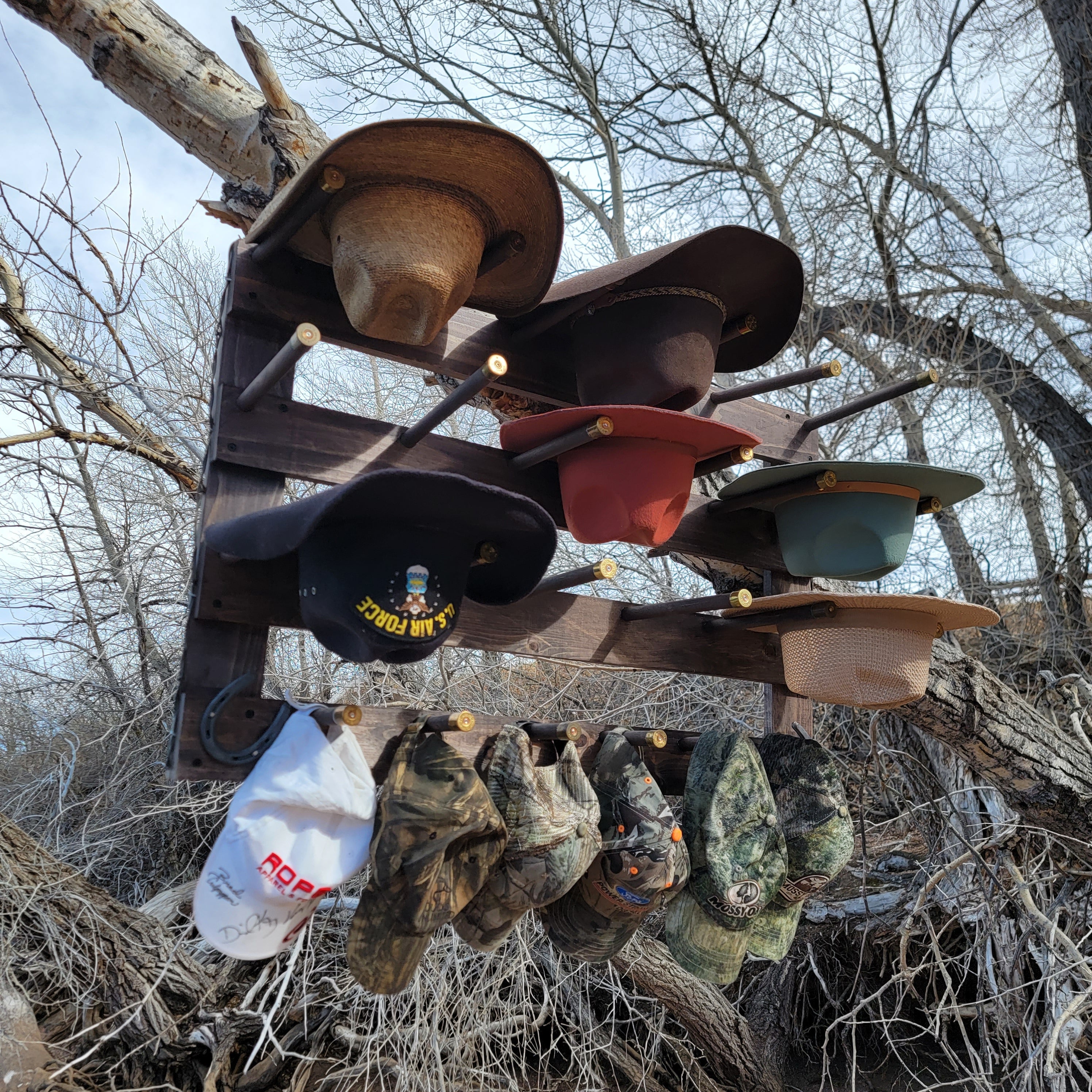 9 Cowboy Hat Rack | Cowboy Hat Holder | Rustic Western Hat Display | Handcrafted Wooden Organizer | Space-Saving Home Decor | Made in USA