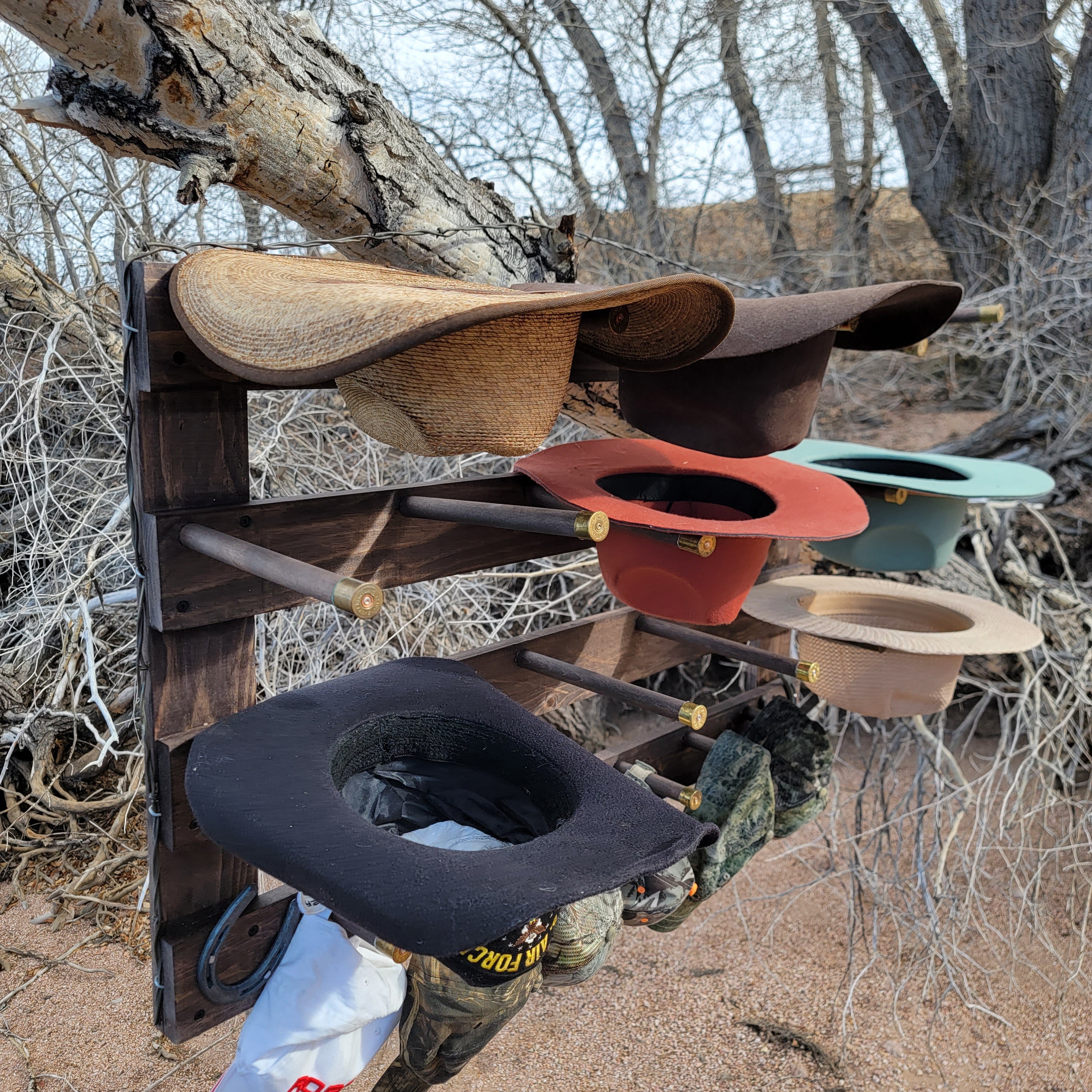 9 Cowboy Hat Rack | Cowboy Hat Holder | Rustic Western Hat Display | Handcrafted Wooden Organizer | Space-Saving Home Decor | Made in USA