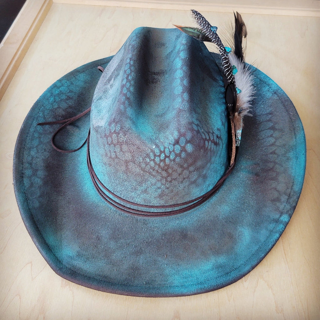 CUSTOM Hand-Painted Cowgirl Western Boho Hat A102