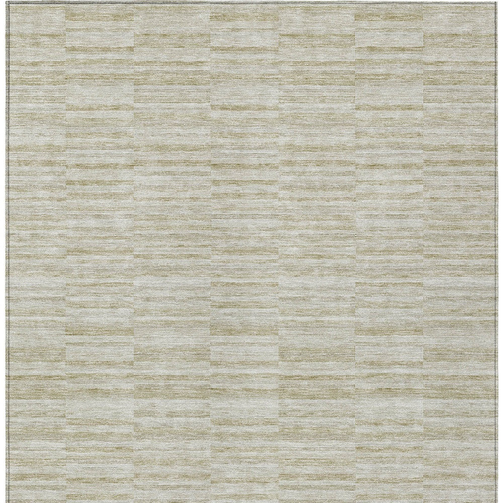 9' X 12' Taupe Beige And Tan Striped Washable Indoor Outdoor Area Rug