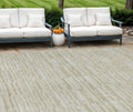 9' X 12' Taupe Beige And Tan Striped Washable Indoor Outdoor Area Rug