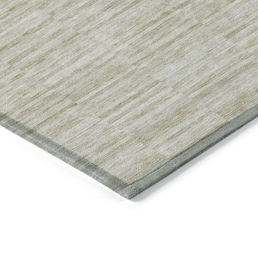 9' X 12' Taupe Beige And Tan Striped Washable Indoor Outdoor Area Rug