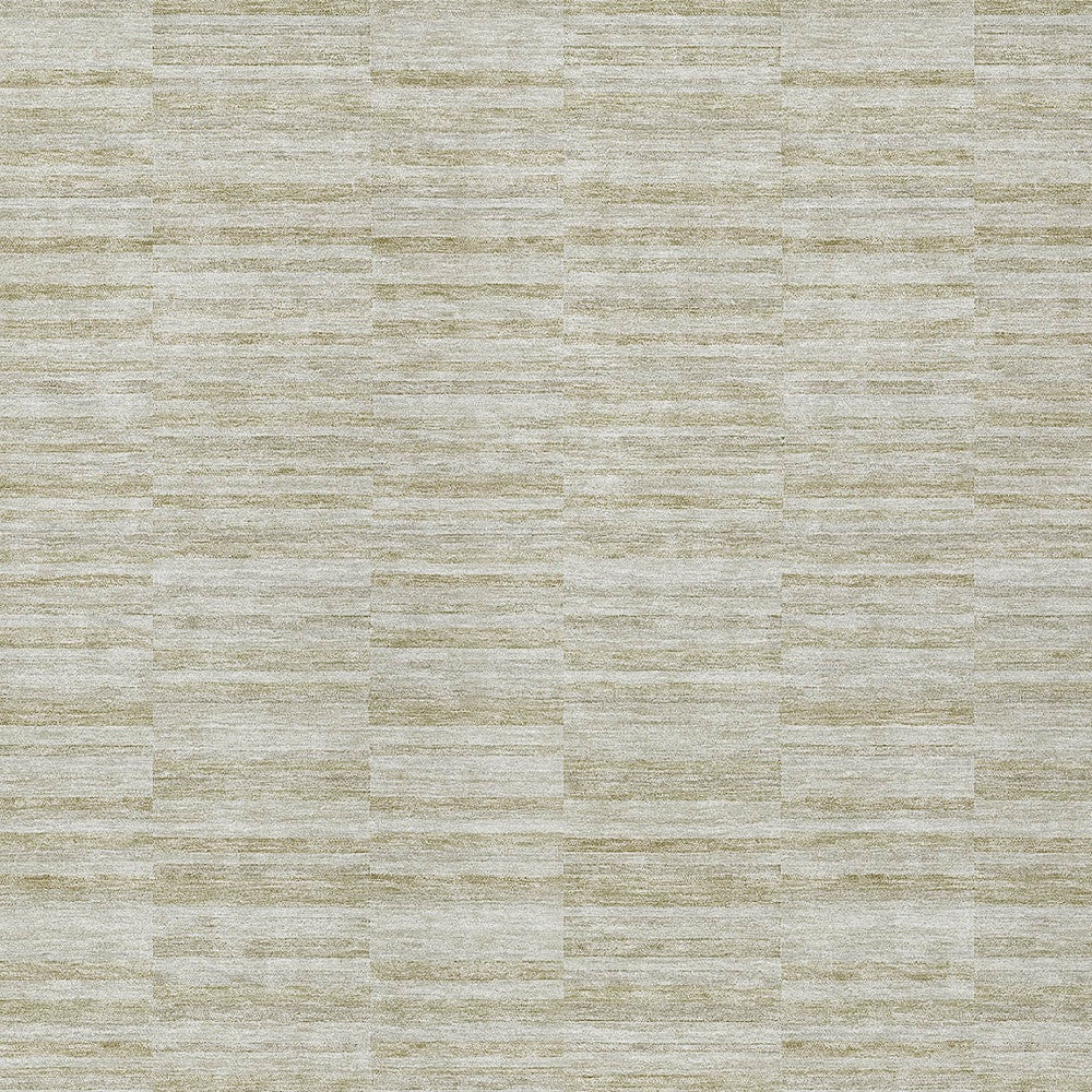 9' X 12' Taupe Beige And Tan Striped Washable Indoor Outdoor Area Rug