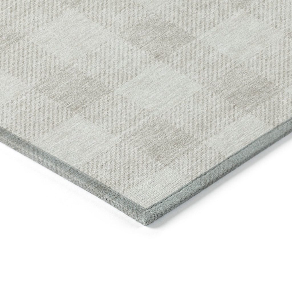 3' X 5' Ivory And Beige Plaid Washable Indoor Outdoor Area Rug
