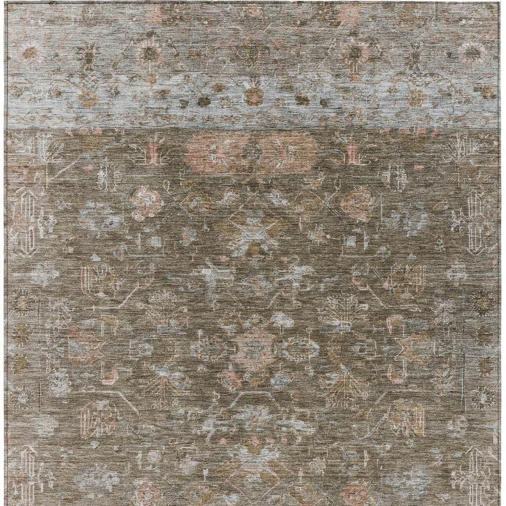 3' X 5' Brown And Gray Tribal Washable Indoor Outdoor Area Rug