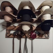 9 Cowboy Hat Rack | Cowboy Hat Holder | Rustic Western Hat Display | Handcrafted Wooden Organizer | Space-Saving Home Decor | Made in USA