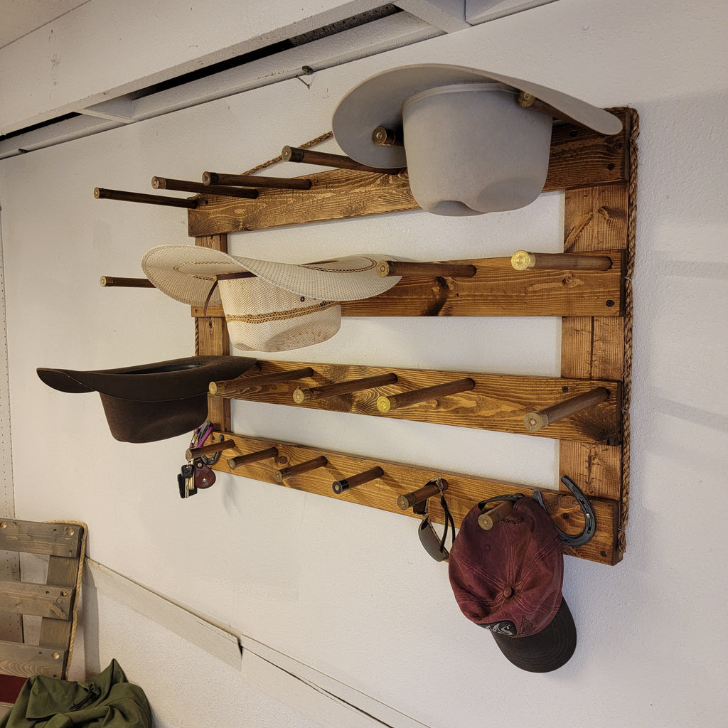 9 Cowboy Hat Rack | Cowboy Hat Holder | Rustic Western Hat Display | Handcrafted Wooden Organizer | Space-Saving Home Decor | Made in USA