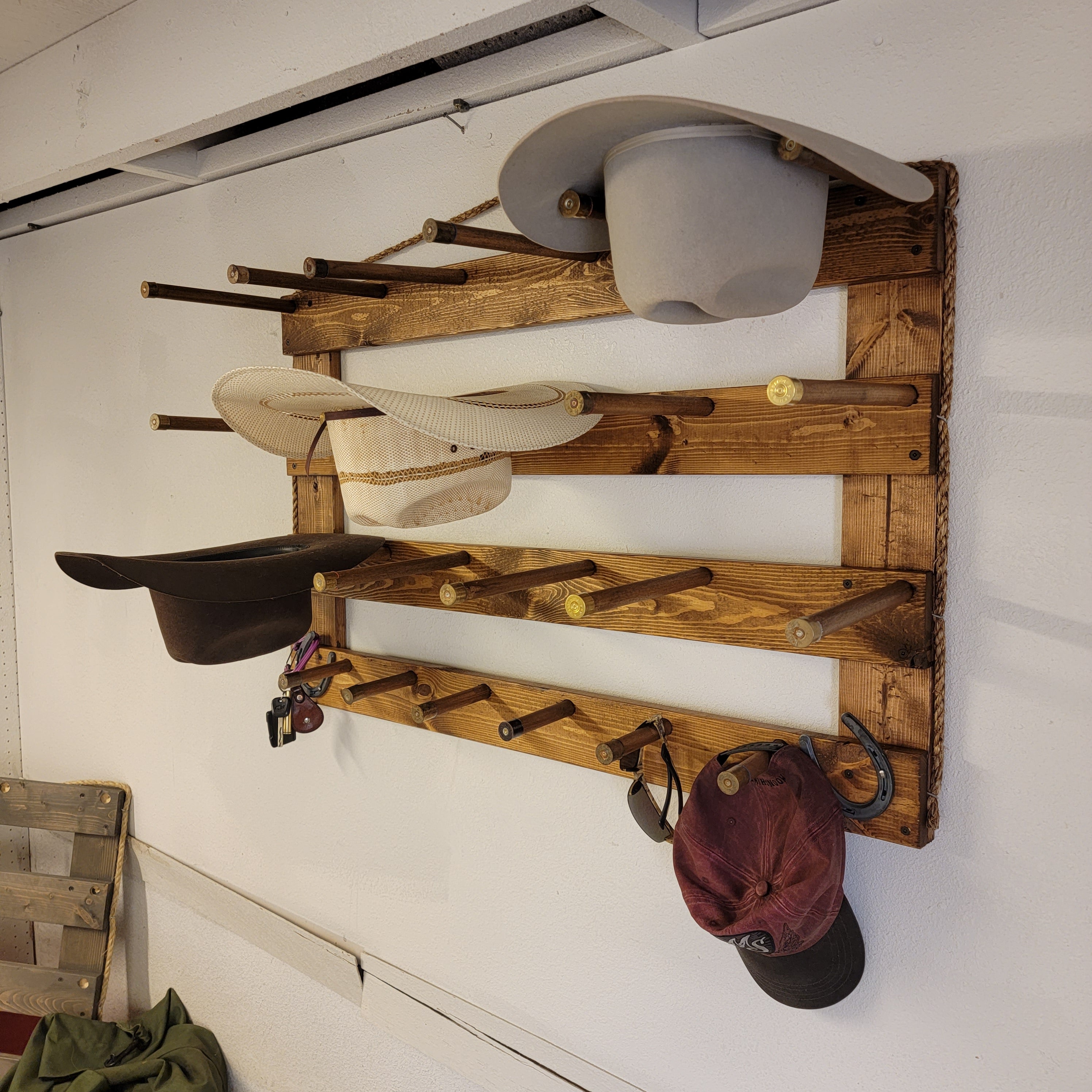 9 Cowboy Hat Rack | Cowboy Hat Holder | Rustic Western Hat Display | Handcrafted Wooden Organizer | Space-Saving Home Decor | Made in USA