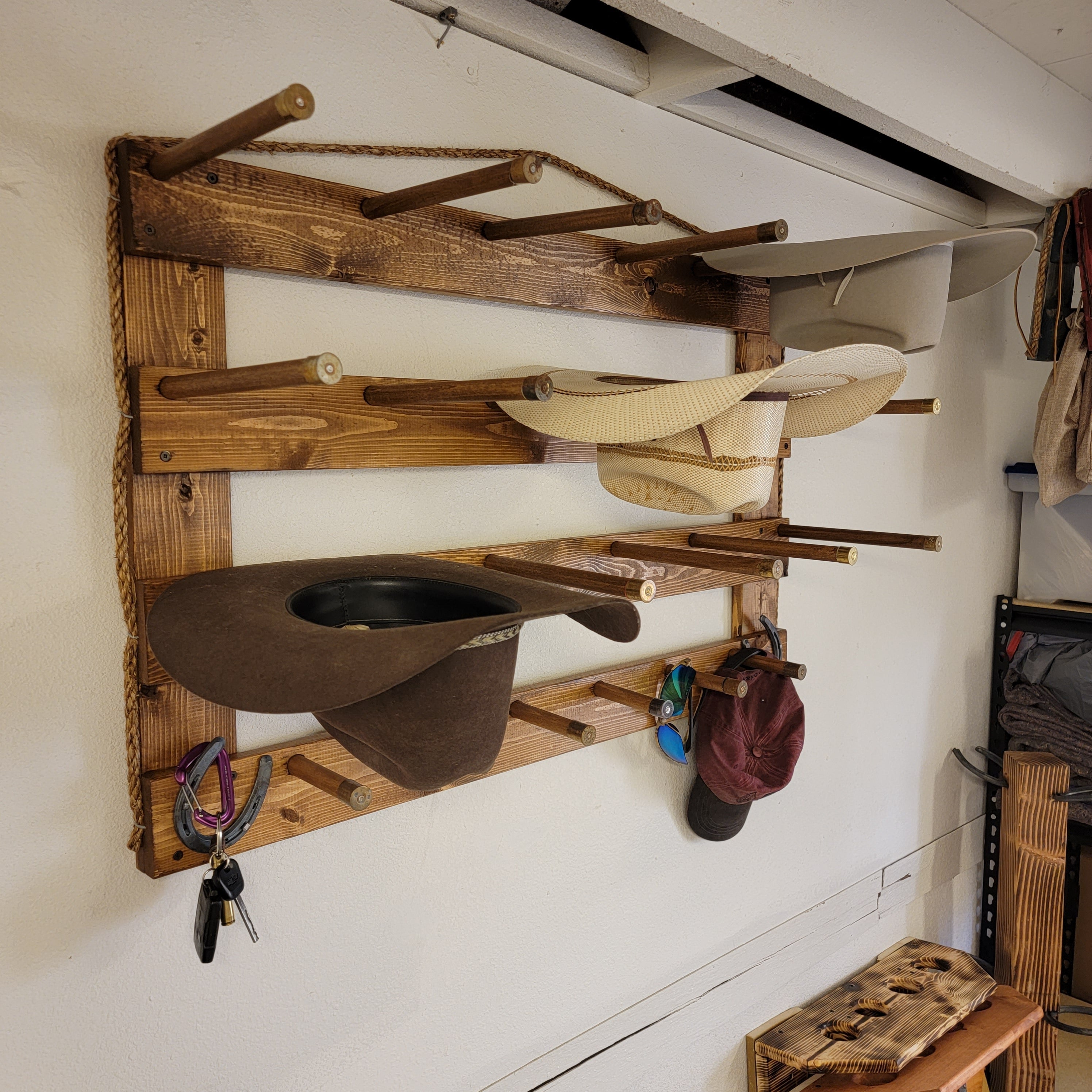 9 Cowboy Hat Rack | Cowboy Hat Holder | Rustic Western Hat Display | Handcrafted Wooden Organizer | Space-Saving Home Decor | Made in USA