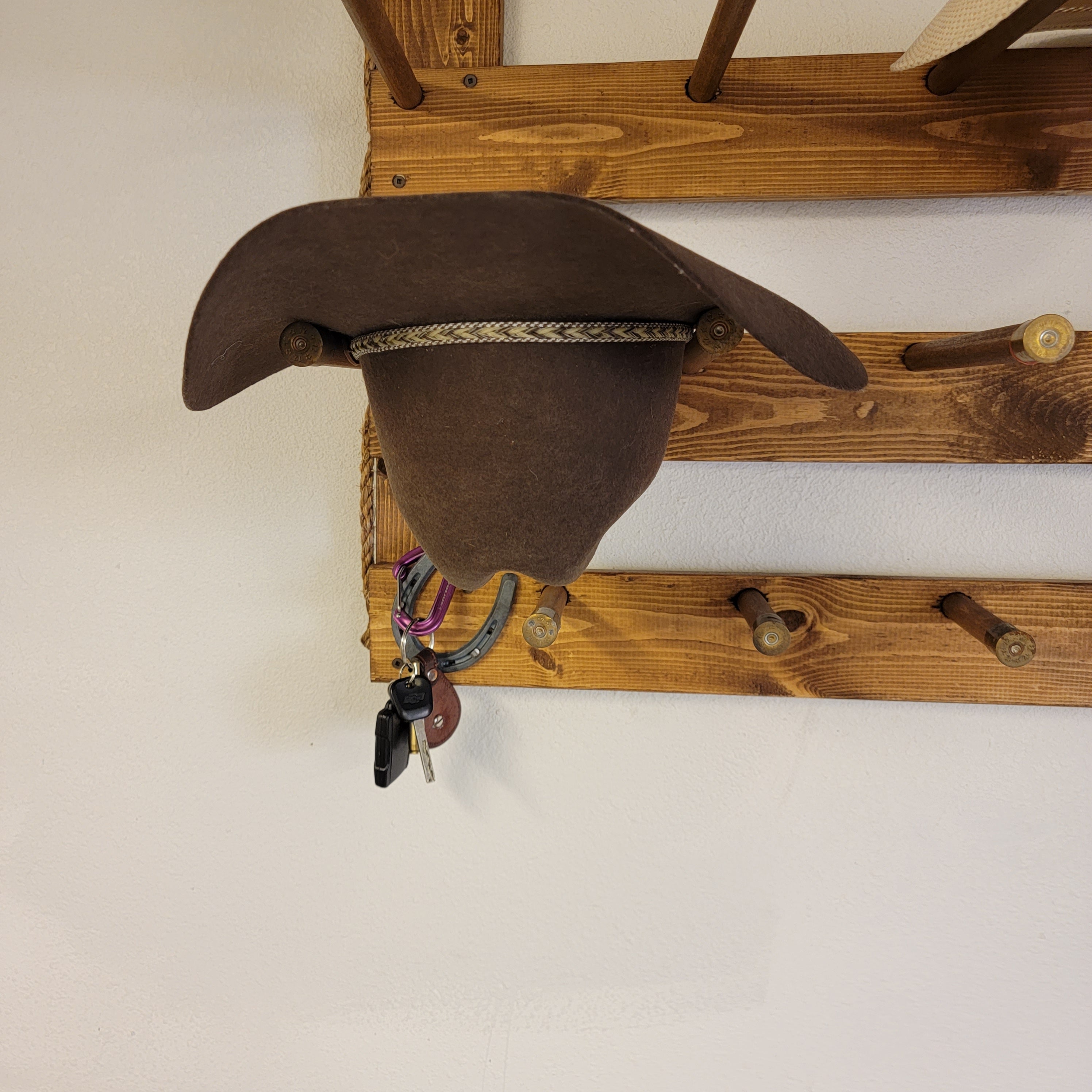 9 Cowboy Hat Rack | Cowboy Hat Holder | Rustic Western Hat Display | Handcrafted Wooden Organizer | Space-Saving Home Decor | Made in USA